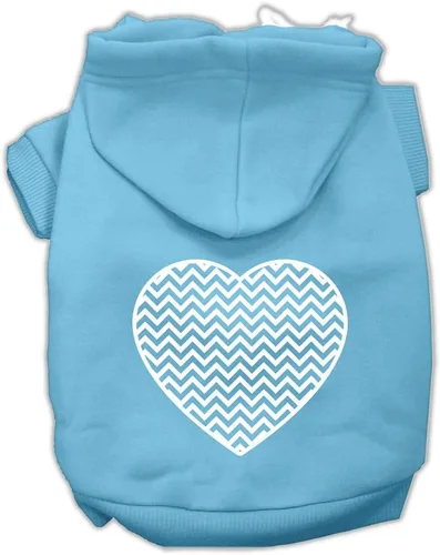 Vista 12 de Pet Dog & Cat - Sudadera con capucha serigrafiada, "Chevron Heart", color azul bebé, LG (10-14 libras)