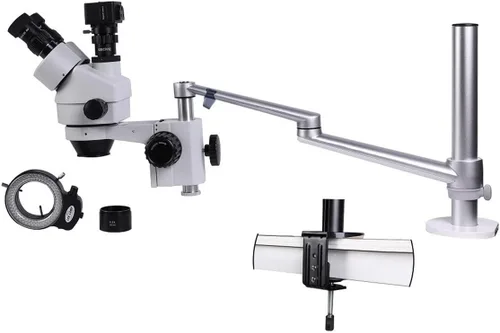 Vista 2 de Kit de microscopio, abrazadera de mesa 3.5X-45X Simul Focal Trinocular Microscopio Cámara Luz Microscopio Conjunto de Microscopio Adaptadores de 2