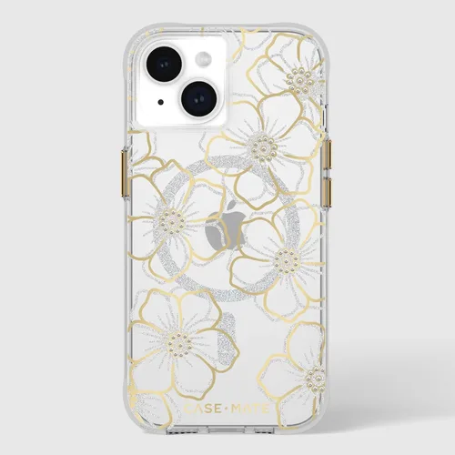 Vista 6 de Case-Mate Funda para iPhone 15 – Gemas florales [protección contra caídas de 12 pies] [compatible con MagSafe] Funda magnética con diamantes