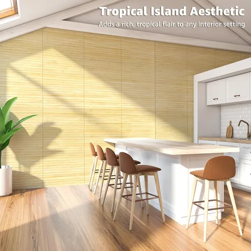 Vista 2 de Art3d - Panel de bambú natural para decoración de pared interior, panel de revestimiento de poste, techo, muebles, gabinete, oficina, 12 x 96