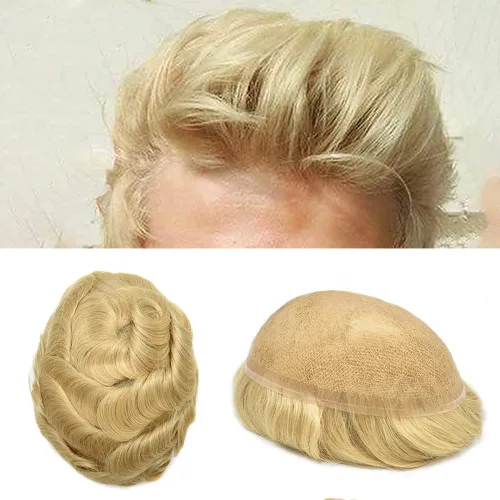 Vista 132 de PUNRU HAIR Completo Swiss Lace Toupee para hombres Sistema de cabello humano real Sistema de reemplazo de cabello humano para hombre Toupee