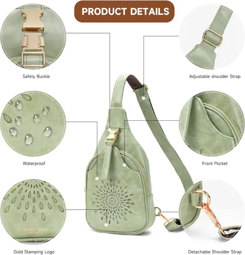 Vista 5 de APHISON Bolso bandolera para mujer, riñonera cruzada para mujer, mochila pequeña de moda con correa de guitarra
