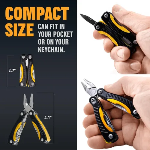 Vista 4 de Mini Multiherramienta de Bolsillo 12 en 1 con Cuchillo y Alicates - Mejor Accesorio de Utilidad Todo en Uno Multiusos para Hombres y Mujeres - Mejor