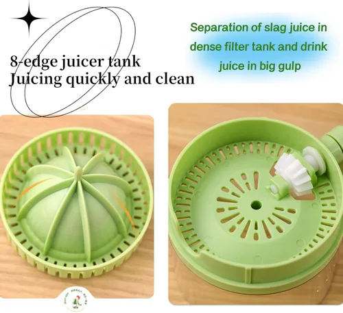 Vista 4 de Exprimidor manual de frutas para sandía, limón, uva, granada con cortador de sandía, cortador de frutas de acero inoxidable 2 en 1, extractor
