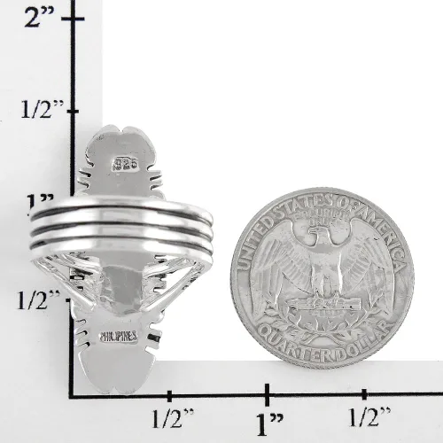 Vista 5 de Anillo de Plata de Ley con Turquesa Genuina y Piedras Preciosas (SELECCIONAR color)