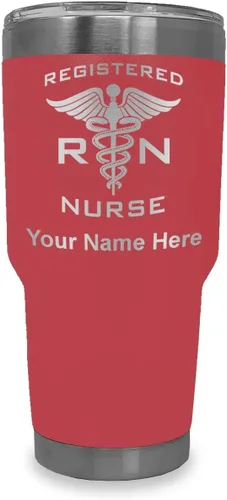 Vista 62 de LaserGram Vaso aislado al vacío de 20 onzas, enfermera registrada RN, grabado personalizado incluido (negro)