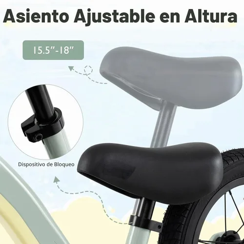 Vista 5 de BABY JOY Bicicleta de equilibrio de 12 pulgadas, marco de aleación de magnesio con asiento ajustable, manubrio giratorio de 360° y neumáticos