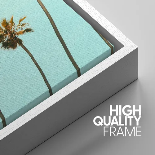 Vista 4 de SIGNWIN Lienzo enmarcado para pared, vista aérea de palmeras tropicales en un cielo azul, fotografía del océano costero, arte moderno, panorámico