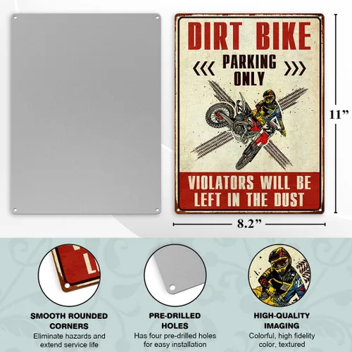 Vista 6 de Letrero decorativo de motocross para niños, accesorios de motocross para hombres, regalos de motocross para hombres, aluminio libre de óxido, 9 x 11