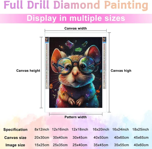 Vista 2 de Kits de pintura de diamante 5D para adultos, mouse completo redondo, kit de pintura de diamante, arte de taladro completo, perfecto para relajación