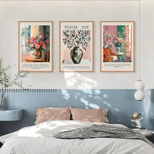 Vista 31 de FWIEXA Juego de Arte de Lienzo Bohemio Enmarcado para Pared, Cuadros Botánicos Verde Salvia Decoración de Pared, Impresiones de Arte de Plantas