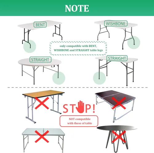 Vista 4 de Paquete de 8 elevadores de mesa plegables para mesas plegables, patas rectas/dobladas, extensiones de patas de mesa plegables duraderas, 2