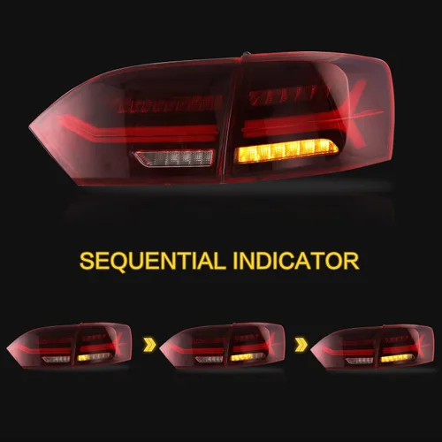 Vista 3 de VLAND Luces traseras LED para Jetta Sagitar 12-14 2011-2014 (no compatible con GLI y versión LED), montaje completo de lámpara trasera LED, rojo