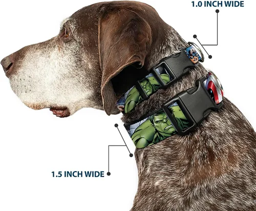 Vista 2 de Buckle-Down Marvel Avengers Marvel Avengers - Collar de plástico con clip de primer plano, tamaño pequeño, 9-15 pulgadas