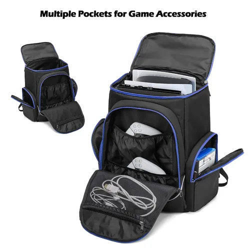 Vista 2 de Trunab Gaming Console Backpack Compatible with PS5PS4PS4 ProPS4 SlimXbox OneXbox One XXbox One S, Travel Carrying Bag with Multiple Pockets for 15.6