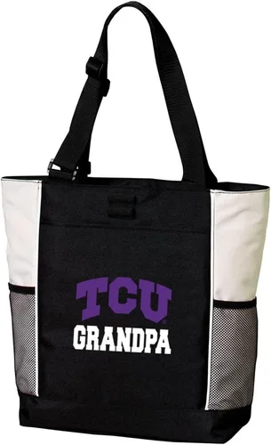 Vista 5 de Broad Bay Official TCU Tote Bag - Zippered Carryall Texas Christian University Logo, 600D Canvas, Adjustable Handles, Front Pocket, Side Mesh