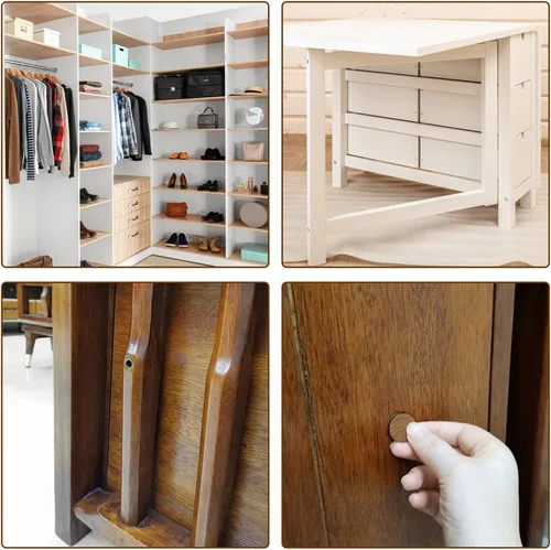 Vista 5 de uxcell Adhesivos para cubierta de agujero de tornillo, 0.827 in de diámetro, de PVC, autoadhesivas, tapas para muebles de madera, gabinete