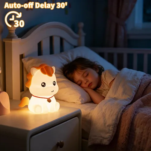 Vista 6 de Rechargeable Silicone Cute Pony Night Light for Kids - Dimmable Touch Lamp for Nursery, Bedroom Cute Baby Toddler Nightlight, Year of The Horse
