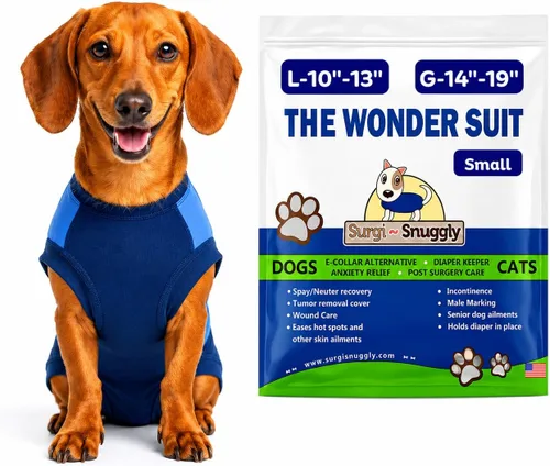 Vista 19 de SurgiSnuggly Traje de Recuperación Quirúrgica Inventado por Veterinarios para Perros Hembra o Macho, Esterilización, Castración, Mameluco, El Traje