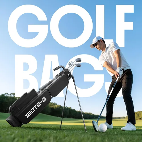 Vista 2 de Golf Lightweight Stand Bag, Par 3 Sunday Small Golf Bag with 2 Way Dividers Rain Hood Cooler Pocket Shoulder Strap and Multiple Storage Pockets for