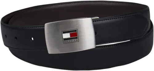Vista 4 de Tommy Hilfiger Men's Leather with Two Buckles Boxed Belt Set, Black