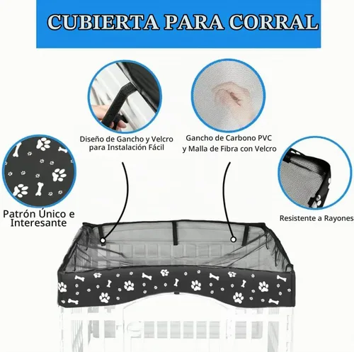 Vista 3 de Almohadilla inferior para corralito de perros y cubierta superior de malla para corralitos de 36 x 36 pulgadas (no incluido), reutilizable