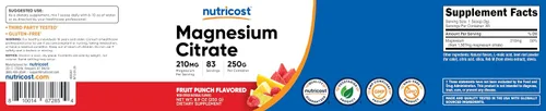 Vista 6 de Nutricost Polvo de citrato de magnesio (ponche de fruta, 8.82 oz)