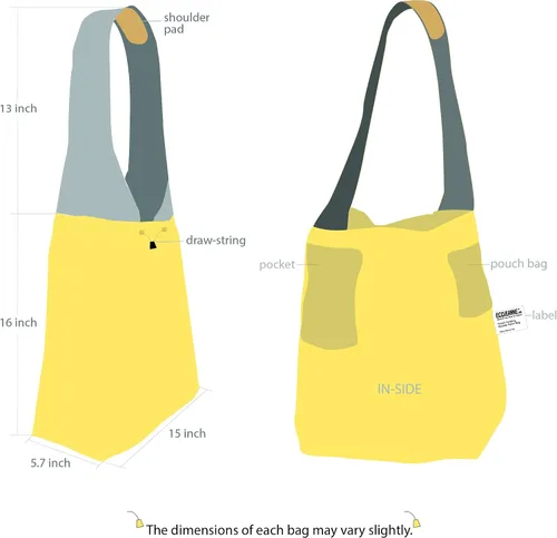 Vista 7 de Paquete de 4 bolsas de compras plegables de nailon Ripstop reutilizables con bolsa y bolsillo interior, cordón