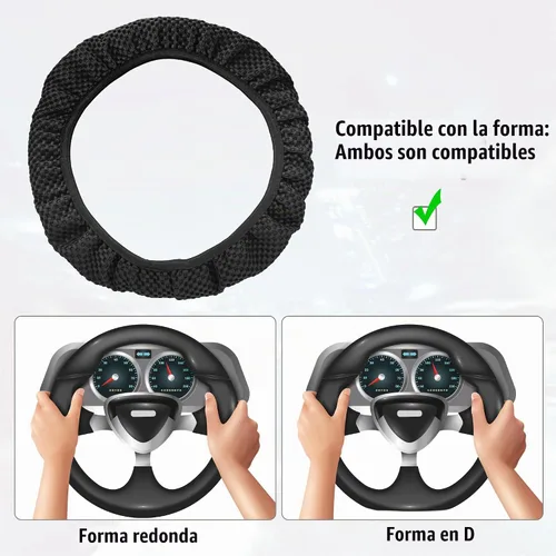 Vista 4 de X AUTOHAUX Funda universal elástica extensible para volante, antideslizante, transpirable, microfibra de seda de hielo, protector de volante