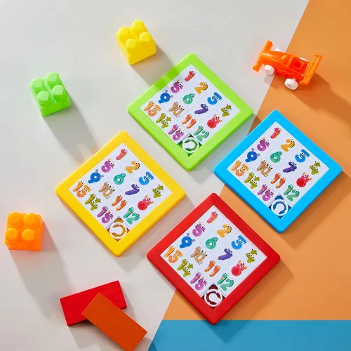 Vista 4 de Sumind 8 rompecabezas de diapositivas para niños, juego de rompecabezas de 15 números coloridos, bloques de coeficiente intelectual de plástico