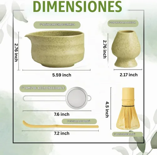 Vista 8 de Juego de 7 batidores de matcha, kit de cerámica con cuenco, batidor y soporte de bambú, cuchara de bambú, tamiz y toalla de té, juego de regalo