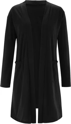 Vista 2 de Cárdigan de manga larga para mujer, cárdigan de otoño con frente abierto, con bolsillos, cárdigan ligero, casual, plumero exterior para mujer
