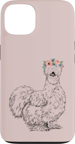 Vista 7 de Silkie Chicken with Floral Headband Farm Animal Funda para iPhone 17
