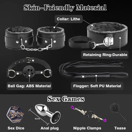 Vista 3 de Restricciones de Bondage BDSM para Juguetes de Adultos, 12 Piezas de Equipo de Bondage y Accesorios Juguetes Sexuales para Mujeres y Parejas
