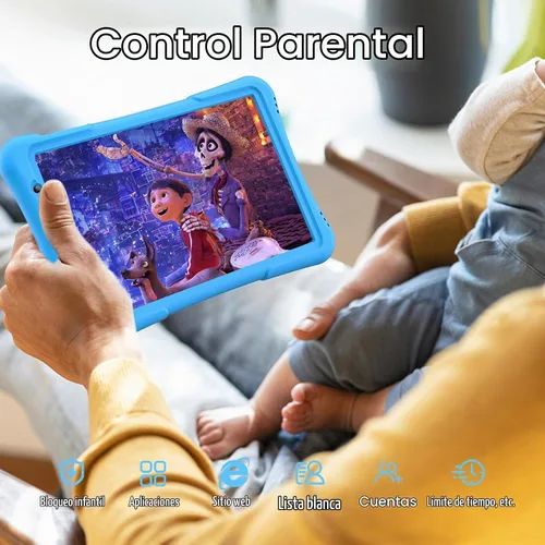Vista 5 de PRITOM Tableta para niños de 10 pulgadas Android 14, 32GB, Quad-Core, 6000mAh, pantalla IPS HD grande, WiFi 6, cámara dual, Bluetooth, Tableta