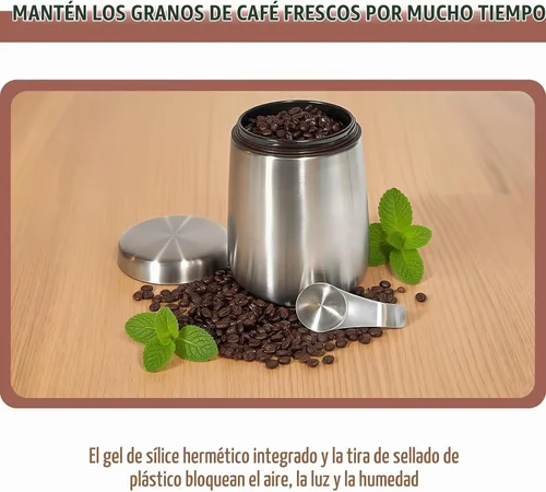 Vista 3 de MEKBOK Recipiente de café, recipiente hermético para granos de café con cuchara magnética (18 onzas)