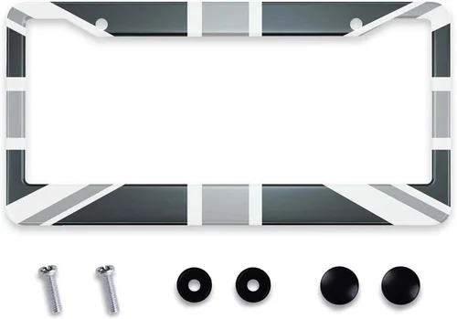 Vista 7 de Smooffly Marco de placa de matrícula con bandera de Estados Unidos pintada en madera vieja para accesorios decorativos de coche, resistente al