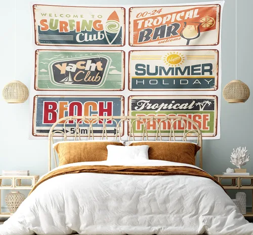 Vista 14 de Ambesonne Tapiz de hongos, atmósfera psicodélica, escena astral estrellada con motivos orientales trippy, decoración de tela para colgar en la pared