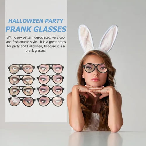 Vista 5 de NUOBESTY Gafas de broma divertidas de Halloween, gafas de ojos masculinas y femeninas, anteojos divertidos con estampados, anteojos de fiesta