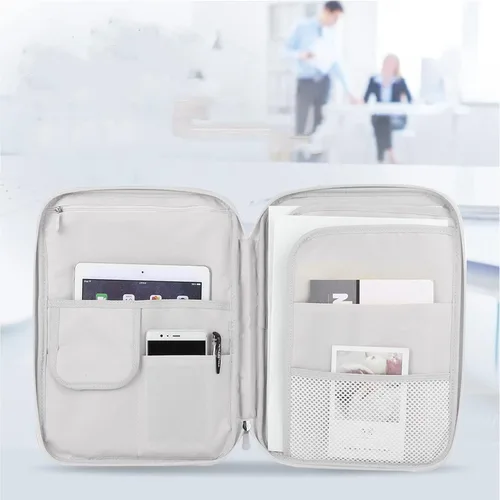 Vista 3 de Carpeta de archivos de bolsa de documentos A4, multifuncional A4 bolsas de documentos, organizador de cartera, bolsa de viaje impermeable
