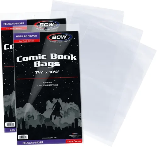 Vista 6 de BCW Bolsas gruesas de cómic de la Edad de Plata – 100 unidades Calidad de archivo, protección sin ácidos para cómics de la Edad de Plata Bolsas