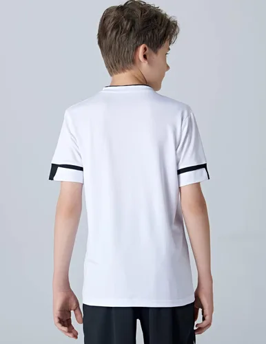 Vista 6 de Paquete de 2 camisetas de fútbol para niños jóvenes, camisetas de entrenamiento blancas y negras para niños, camisetas de manga corta de rendimiento