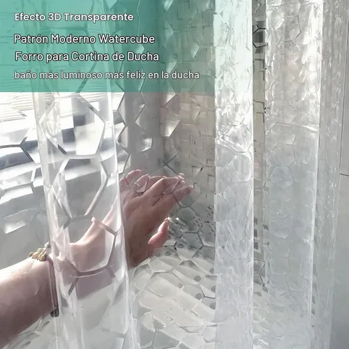 Vista 2 de Cortina de ducha corta transparente de 60 pulgadas de largo, forro de cortina de ducha corta de plástico EVA 7G, 60 pulgadas de largo para baño