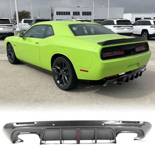 Vista 19 de FREEMOTOR802 Difusor Trasero Compatible con Dodge Challenger 2015-2023, Impresión de Fibra de Carbono PP Moldura de Parachoques Trasero Labio