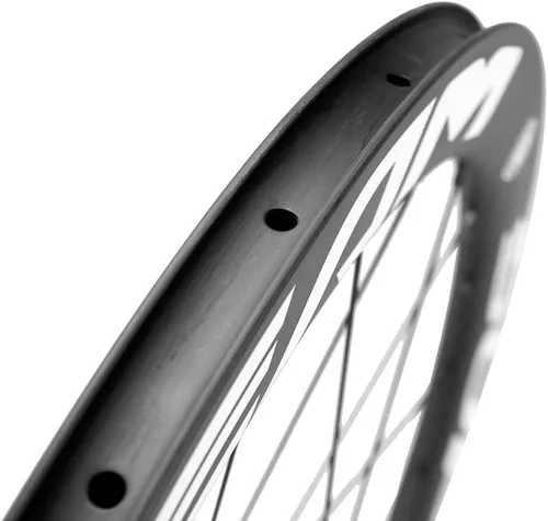 Vista 8 de SUPERTEAM Juego de ruedas de disco de carbono 50C-25 700c Clincher Center Lock Thru Axle blanco y rojo