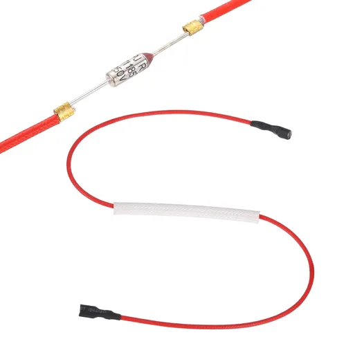 Vista 14 de MECCANIXITY Fusible de temperatura universal para olla arrocera, 168.8 °F 10 A 250 V Fusible térmico de metal con ambos terminales de fibra