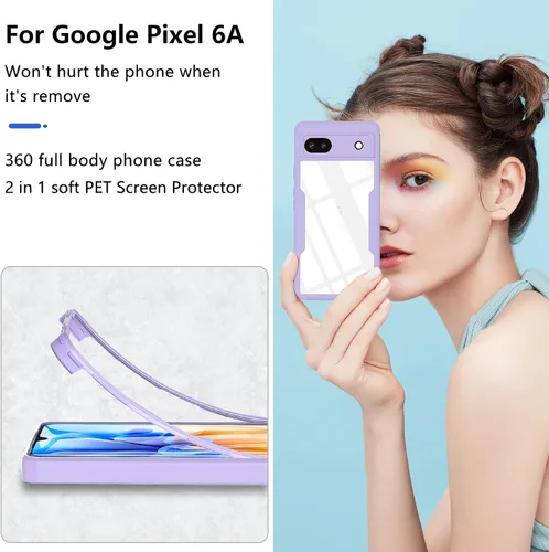 Vista 6 de BESINPO Funda de silicona TPU resistente a prueba de golpes de grado militar para Google Pixel 6A (violeta)