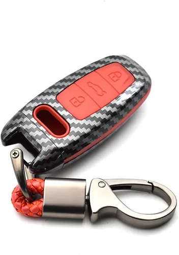 Vista 10 de SANRILY Funda para llavero de 3 botones para Audi A8 A6 A7 C8 Q8 Q7 E-Tron 2019 2020 sin llave con control remoto de entrada sin llave ABS funda