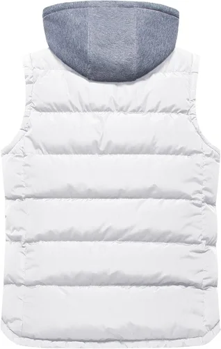 Vista 2 de CREATMO US Chaleco de invierno para hombre, para exteriores, con capucha, extraíble, acolchado, sin mangas, chaleco