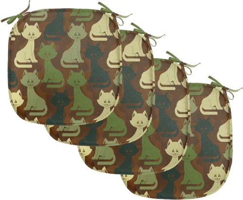 Vista 68 de Lunarable Cojín de asiento para silla de café, siluetas de taza de café expreso con frijoles fuente de cafeína, ilustración de bebidas gourmet